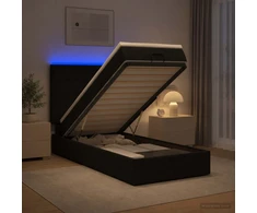 Otmana lova su matracsu ir LED Juoda 100 x 200 cm Audinys