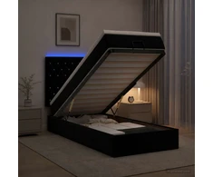 Otmana lova su matracsu ir LED Juoda 100 x 200 cm Aksomas