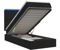 Otmana lova su matracsu ir LED Juoda 100 x 200 cm Audinys