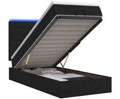 Otmana lova su matracsu ir LED Juoda 100 x 200 cm Audinys