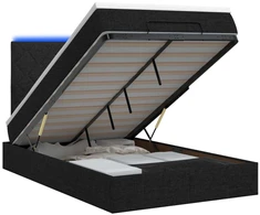 Otmana lova su matracsu ir LED Juoda 120 x 200 cm Audinys