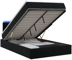 Otmana lova su matracsu ir LED Juoda 120 x 190 cm Aksomas