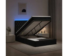 Otmana lova su matracsu ir LED Juoda 120 x 190 cm Aksomas