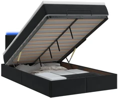 Otmana lova su matracsu ir LED Juoda 120 x 190 cm Aksomas