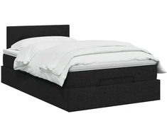 Otmana lova su matracsu ir LED Juoda 120 x 190 cm Audinys