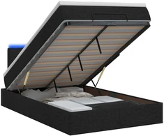 Otmana lova su matracsu ir LED Juoda 120 x 190 cm Audinys