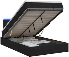 Otmana lova su matracsu ir LED Juoda 120 x 190 cm Audinys