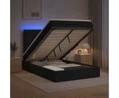 Otmana lova su matracsu ir LED Juoda 120 x 190 cm Audinys