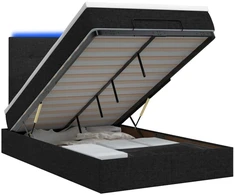 Otmana lova su matracsu ir LED Juoda 120 x 200 cm Audinys