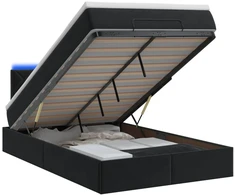 Otmana lova su matracsu ir LED Juoda 120 x 190 cm Aksomas
