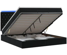 Otmana lova su matracsu ir LED Juoda 140 x 200 cm Aksomas