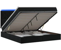 Otmana lova su matracsu ir LED Juoda 140 x 190 cm Aksomas