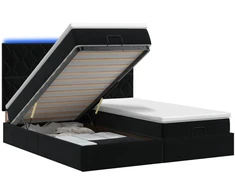 Otmana lova su matracsu ir LED Juoda 160 x 200 cm Aksomas