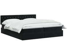 Otmana lova su matracsu ir LED Juoda 160 x 200 cm Aksomas