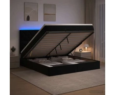 Otmana lova su matracsu ir LED Juoda 160 x 200 cm Aksomas