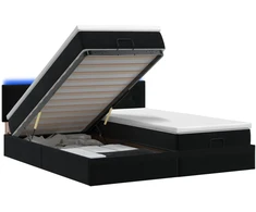 Otmana lova su matracsu ir LED Juoda 160 x 200 cm Aksomas
