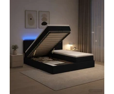 Otmana lova su matracsu ir LED Juoda 160 x 200 cm Audinys