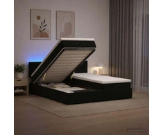 Otmana lova su matracsu ir LED Juoda 160 x 200 cm Aksomas