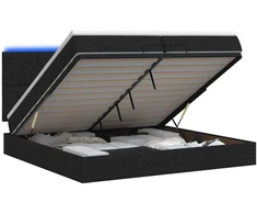 Otmana lova su matracsu ir LED Juoda 200 x 200 cm Audinys