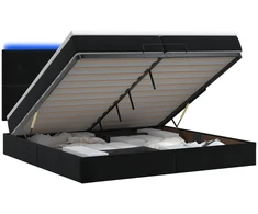 Otmana lova su matracsu ir LED Juoda 200 x 200 cm Aksomas