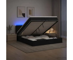 Otmana lova su matracsu ir LED Juoda 200 x 200 cm Audinys