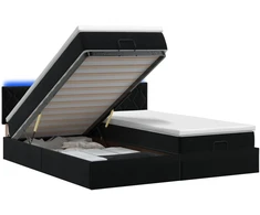 Otmana lova su matracsu ir LED Juoda 200 x 200 cm Aksomas