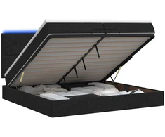 Otmana lova su matracsu ir LED Juoda 200 x 200 cm Audinys