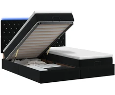 Otmana lova su matracsu ir LED Juoda 200 x 200 cm Aksomas