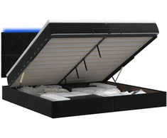 Otmana lova su matracsu ir LED Juoda 200 x 200 cm Aksomas