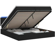 Otmana lova su matracsu ir LED Juoda 200 x 200 cm Audinys