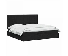 Otmana lova su matracsu ir LED Juoda 200 x 200 cm Audinys