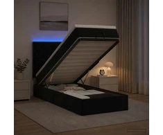 Otmana lova su matracsu ir LED Juoda 80 x 200 cm Aksomas