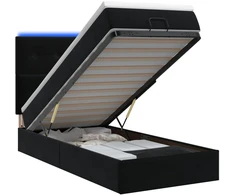 Otmana lova su matracsu ir LED Juoda 80 x 200 cm Aksomas