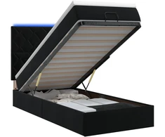 Otmana lova su matracsu ir LED Juoda 90 x 190 cm Aksomas