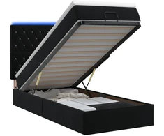 Otmana lova su matracsu ir LED Juoda 90 x 190 cm Aksomas