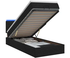Otmana lova su matracsu ir LED Juoda 90 x 200 cm Audinys