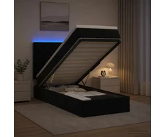 Otmana lova su matracsu ir LED Juoda 90 x 190 cm Aksomas