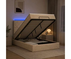 Otmana lova su matracsu ir LED Kreminė 120 x 190 cm Audinys