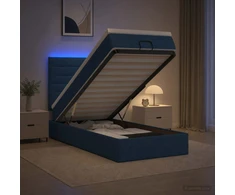 Otmana lova su matracsu ir LED Mėlyna 100 x 200 cm Audinys