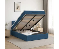 Otmana lova su matracsu ir LED Mėlyna 120 x 190 cm Audinys