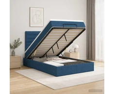 Otmana lova su matracsu ir LED Mėlyna 120 x 200 cm Audinys