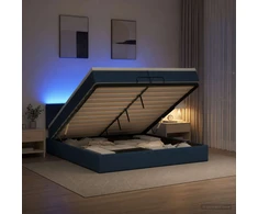 Otmana lova su matracsu ir LED Mėlyna 200 x 200 cm Audinys