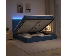 Otmana lova su matracsu ir LED Mėlyna 200 x 200 cm Audinys