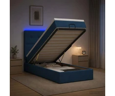 Otmana lova su matracsu ir LED Mėlyna 90 x 190 cm Audinys
