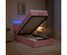 Otmana lova su matracsu ir LED Rožinė 100 x 200 cm Aksomas