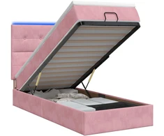 Otmana lova su matracsu ir LED Rožinė 90 x 190 cm Aksomas