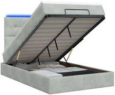 Otmana lova su matracsu ir LED Šviesiai pilka 120 x 200 cm