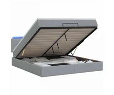 Otmana lova su matracsu ir LED Šviesiai pilka 140 x 190 cm