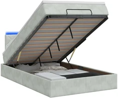 Otmana lova su matracsu ir LED Šviesiai pilka 120 x 190 cm