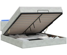 Otmana lova su matracsu ir LED Šviesiai pilka 140 x 190 cm